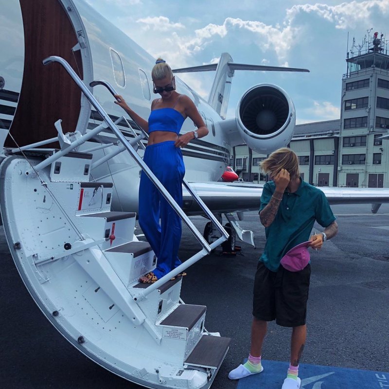 Justin Bieber and Hailey Baldwin Board a Private Plane in July 2018