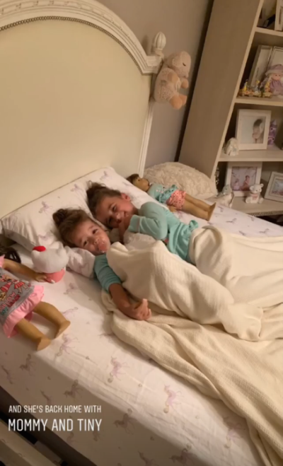 Kevin and Danielle Jonas' Daughters Valentina and Alena Lying in Bed