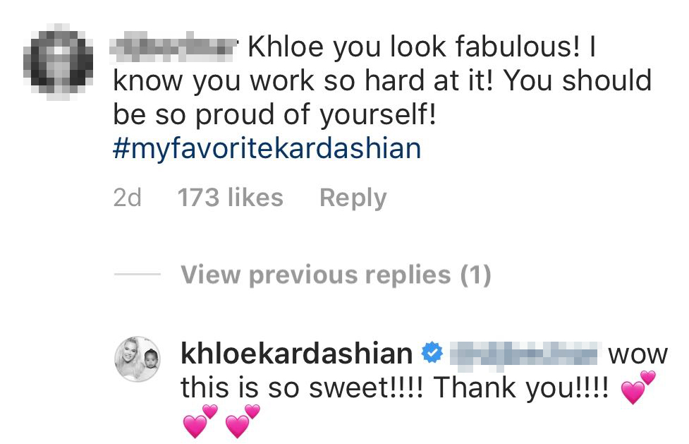 Khloe Kardashian Responds Fan Looks Fabulous