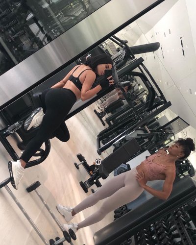 Kim Kardashian taking a gym selfie