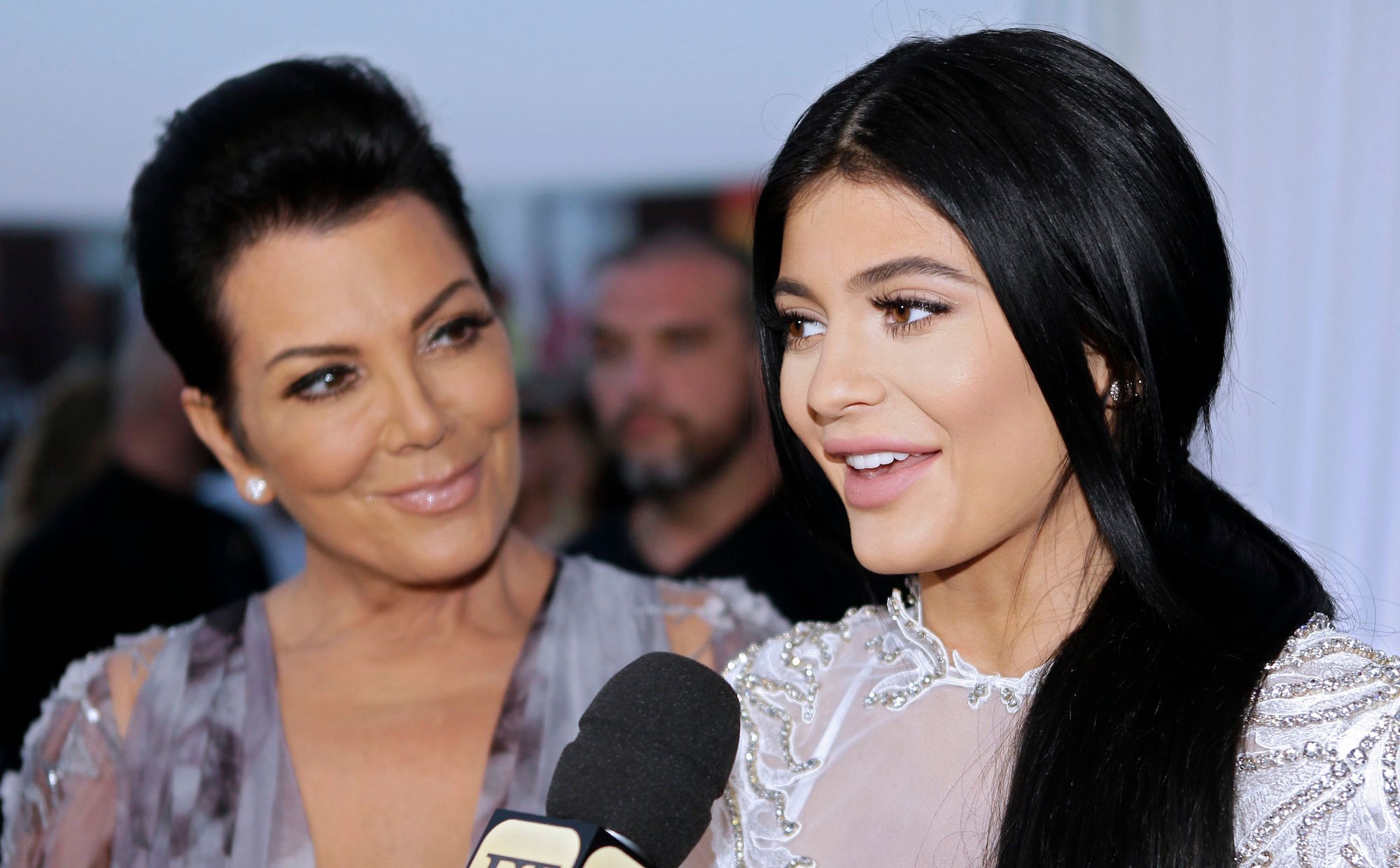 Kylie Jenner, right, sister of Kim Kardashian and her mother Kris Jenner, answer questions from journalist before a photo call at the Cannes Lions 2015