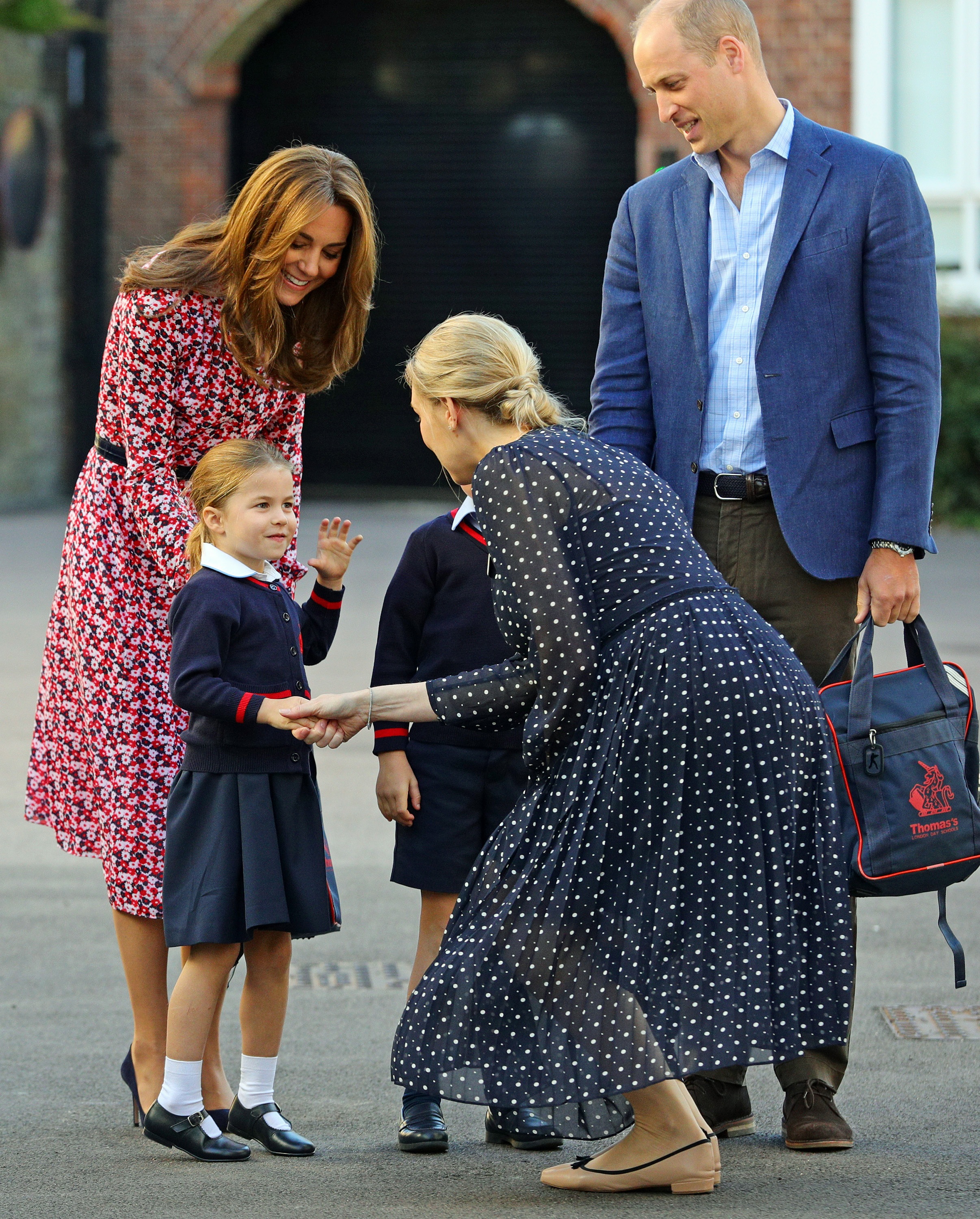 Princess Charlotte Shakes Hands With Her Teacher on First Day of School
