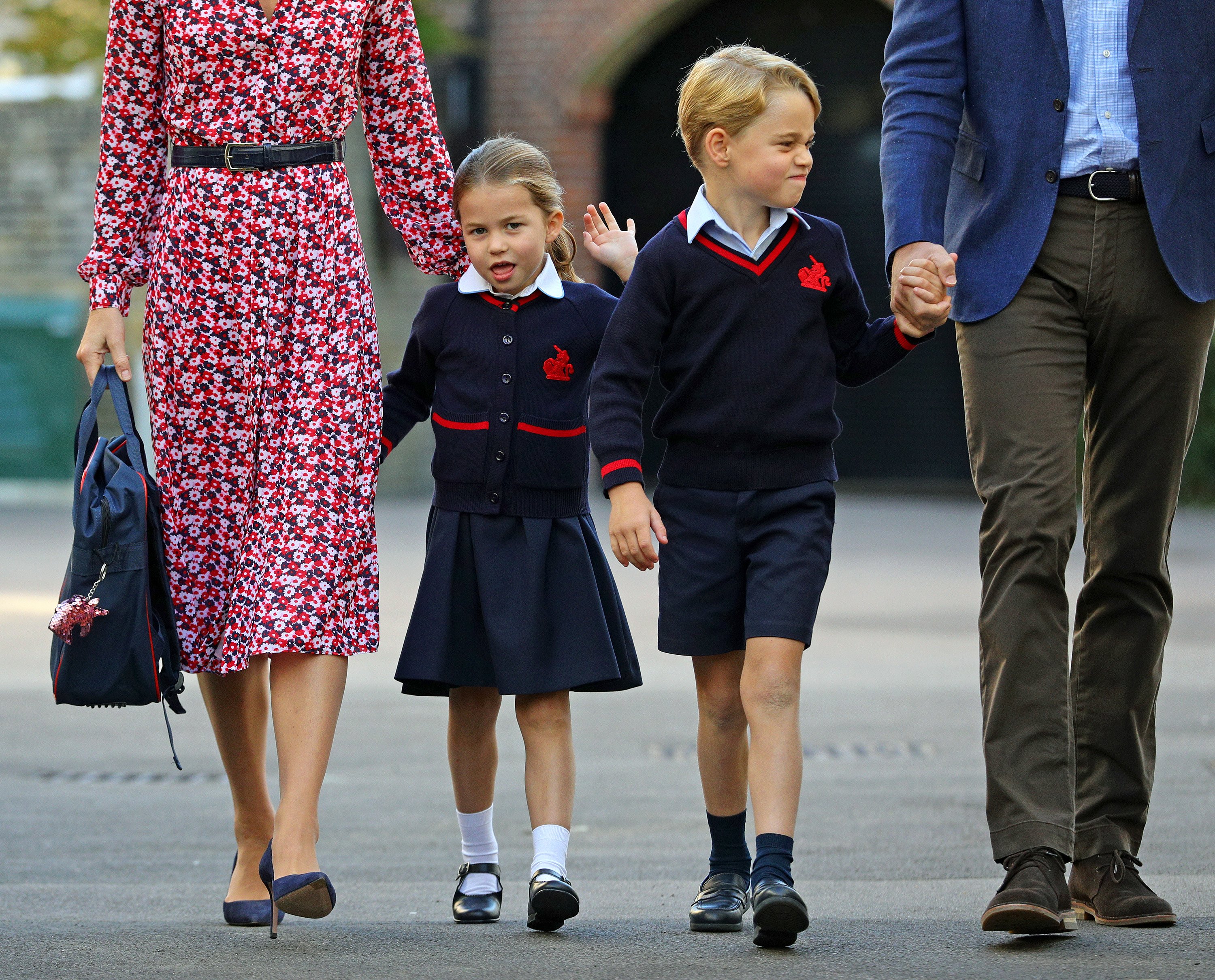 Princess Charlotte Holds Kate Middletons Hand on First Day of School With William and George