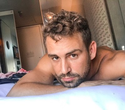 Nick Viall in Bed at a Hotel Taking a Selfie