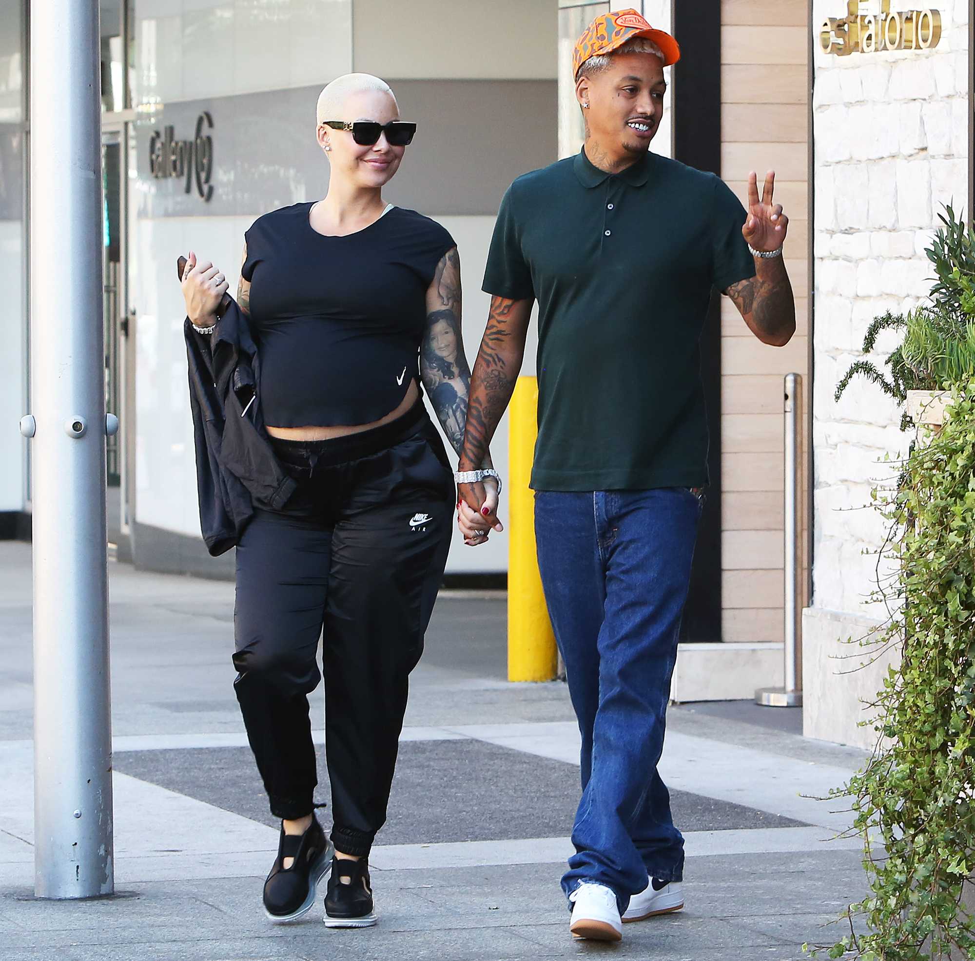 Pregnant Amber Rose Wears Sweats on Date With Boyfriend AE image image