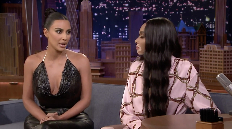 Kim Kardashian and Winnie Harlow on Jimmy Fallon