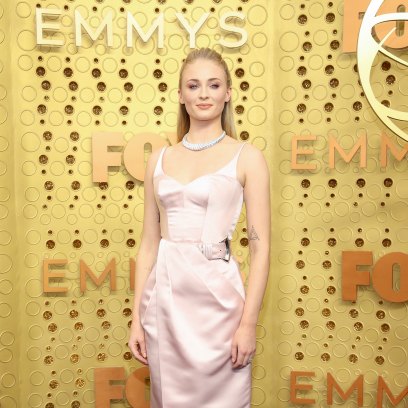 Sophie Turner Wearing a Light Pink Dress at the Emmys