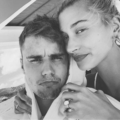Justin Bieber and Hailey Baldwin Black and White Selfie