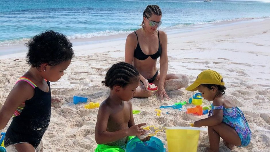 Khloe Kardashian Plays in the Sand With True Thompson, Saint West and Chicago West