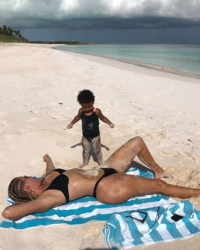Khloe Kardashian Sunbathes in Bahamas With True Thompson