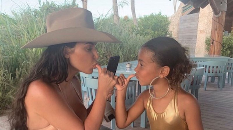 Kim Kardashian and North West Pinky Promise on Vacation