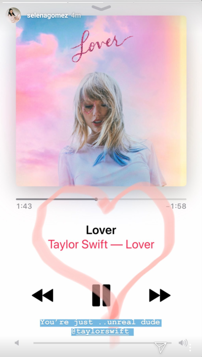 Selena Gomez Listening to Taylor Swift's 'Lover'