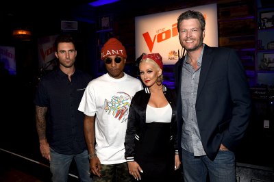 Adam Levine, Pharrell Williams, Christina Aguilera and Blake Shelton on The Voice