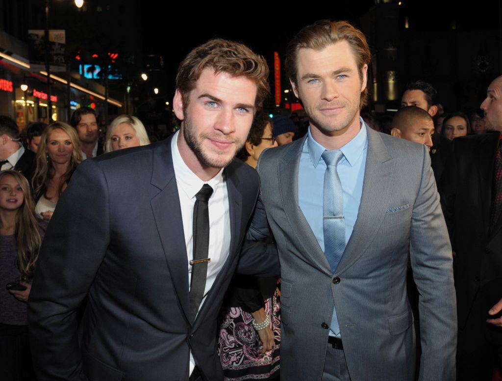 Liam Hemsworth and Chris Hemsworth Smile Together in Suits