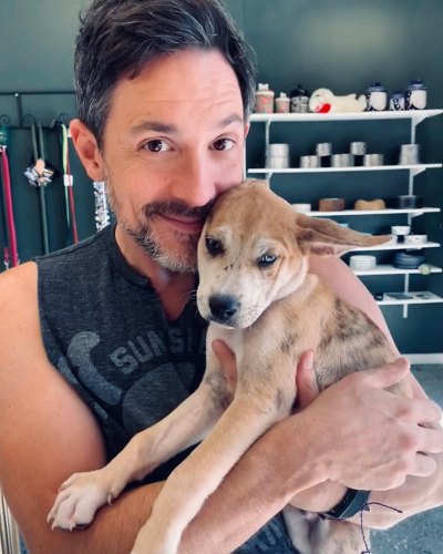 Steve Kazee Holds His Puppy Cosmo Who He Owns With Jenna Dewan