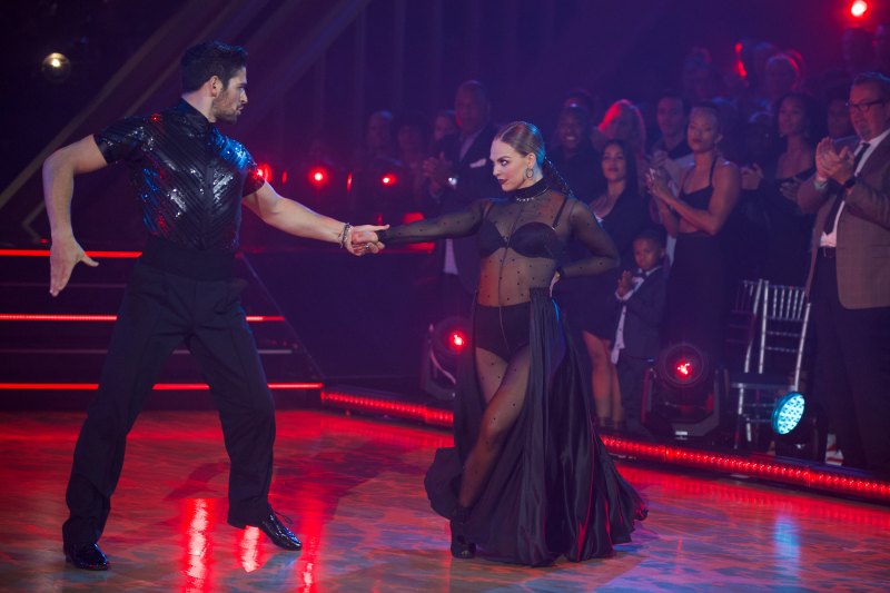 'Bachelorette' Star Hannah Brown's Costumes on 'Dancing With the Star' Just Get More Gorgeous Week 4 Icona Pop I Love It Black Costume With Alan Bersten