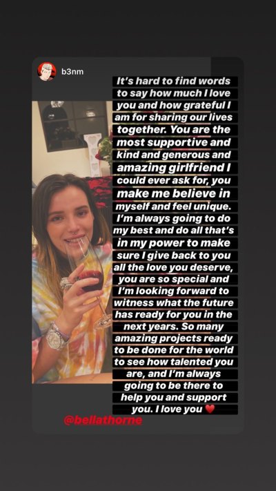 Bella Thorne's Boyfriend Shares a Heartwarming Message for His 'Amazing Girlfriend' on Instagram