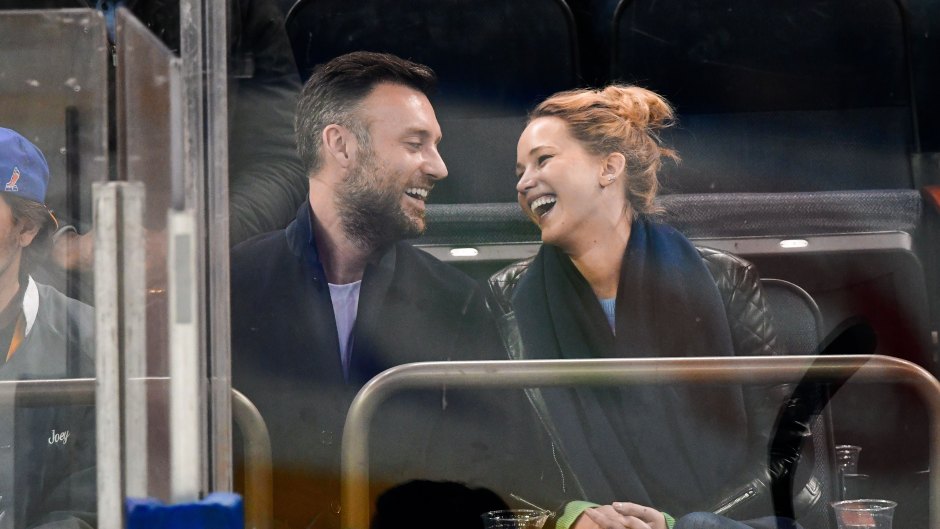 Cooke Maroney and Jennifer Lawrence at a New York Rangers Game