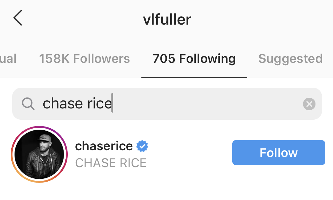 Victoria Fuller Still Follows Chase Rice on Instagram