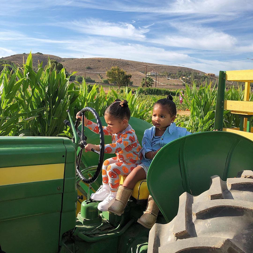 Dream Kardashian, Stormi Webster and True Thompson at a Pumpkin Patch With Kylie Jenner