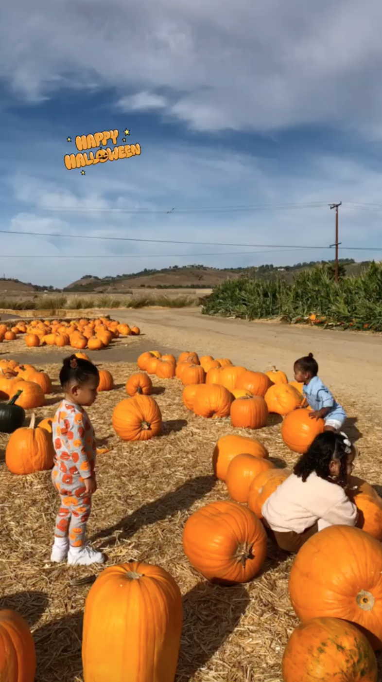 Dream Kardashian, Stormi Webster and True Thompson at a Pumpkin Patch With Kylie Jenner