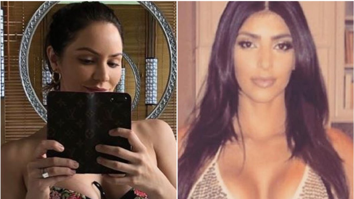 A split image of Katharine McPhee and Kim Kardashian
