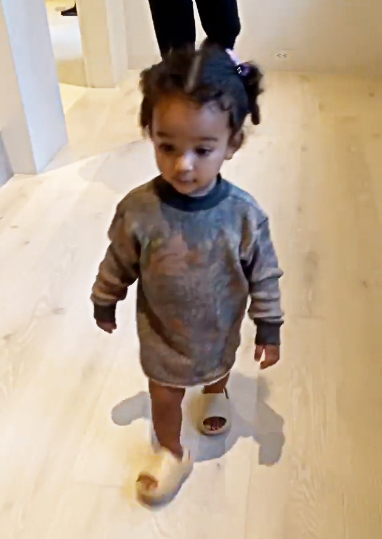 Kim Kardashian Kids Trying on Yeezy Sandals