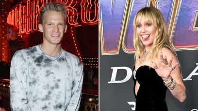 Side-by-Side Photos of Cody Simpson Smiling and Miley Cyrus Waving