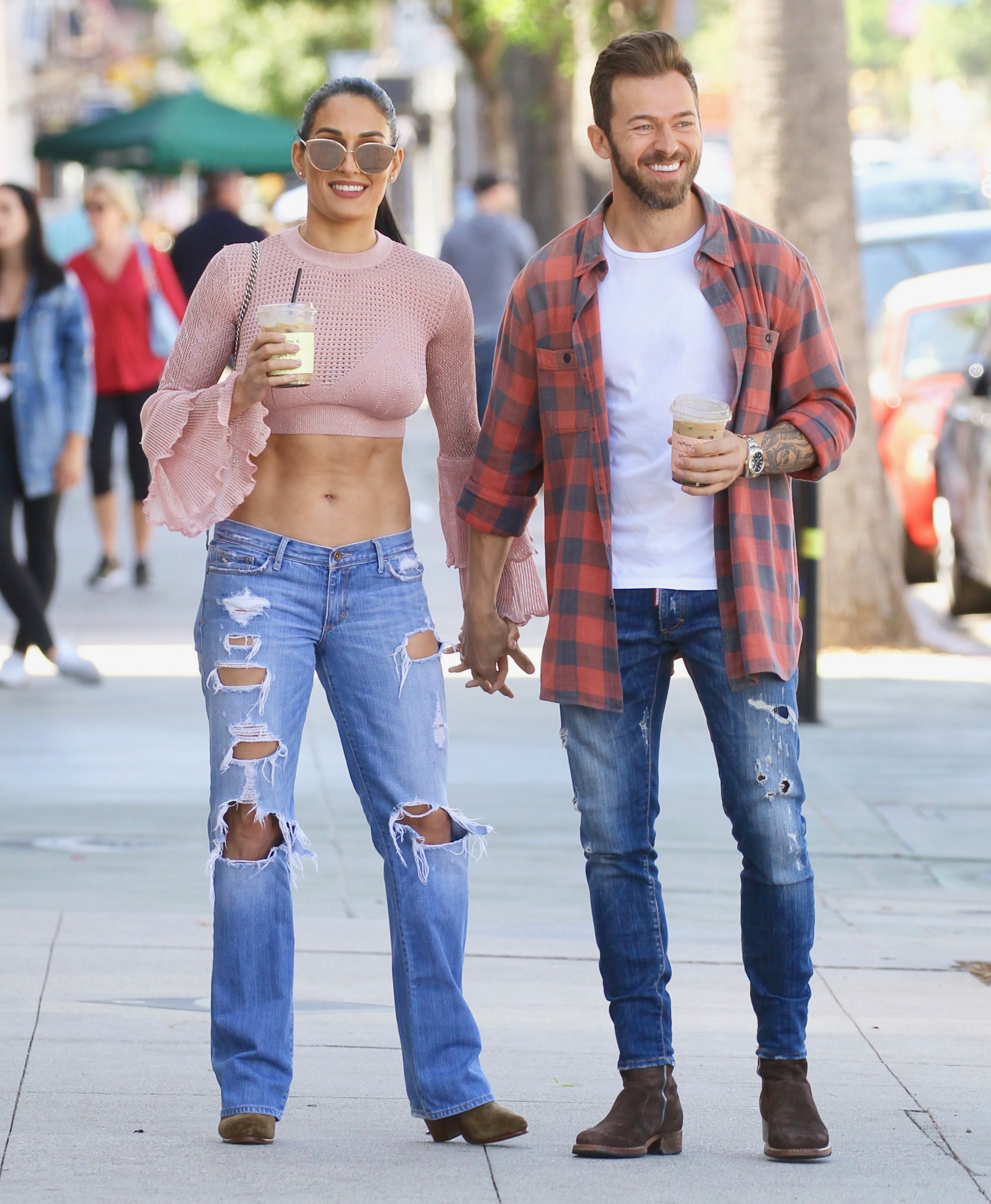 Nikki Bella and Boyfriend Artem Chigvintsev film their new reality tv show in Studio City