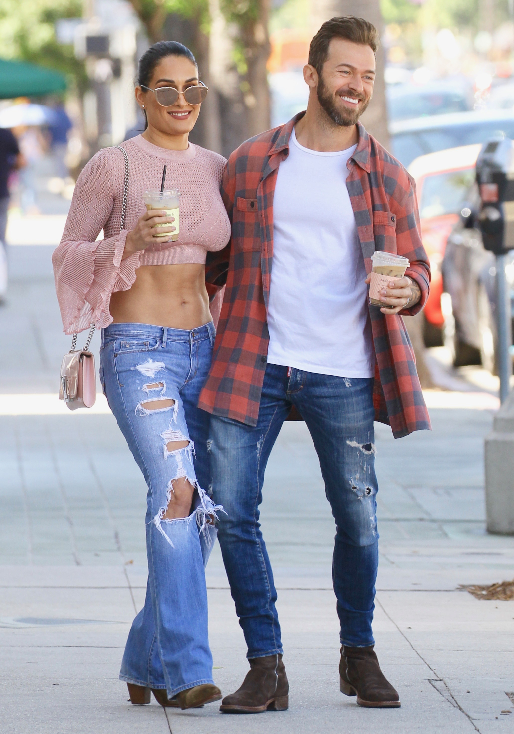 Nikki Bella and Boyfriend Artem Chigvintsev film their new reality tv show in Studio City