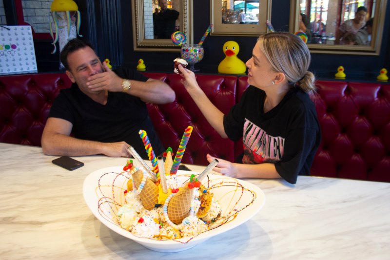 Lala Kent and fiance Randall Emmett enjoying deserts at The Sugar Factory in Las Vegas