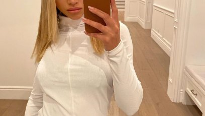 Sofia Richie Poses for a Mirror Selfie in a Tight White Shirt and Black Pants, Sofia Richie Debuts Her New Wrist Tattoo