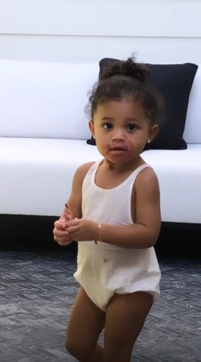 Stormi Webster Playing with Lipstick