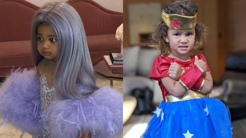 Celebrity Kids Halloween Costumes 2019, Stormi Webster and Luna Stephens Split Image