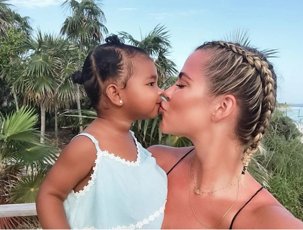 True Thompson Kissing Her Mom Khloe Kardashian