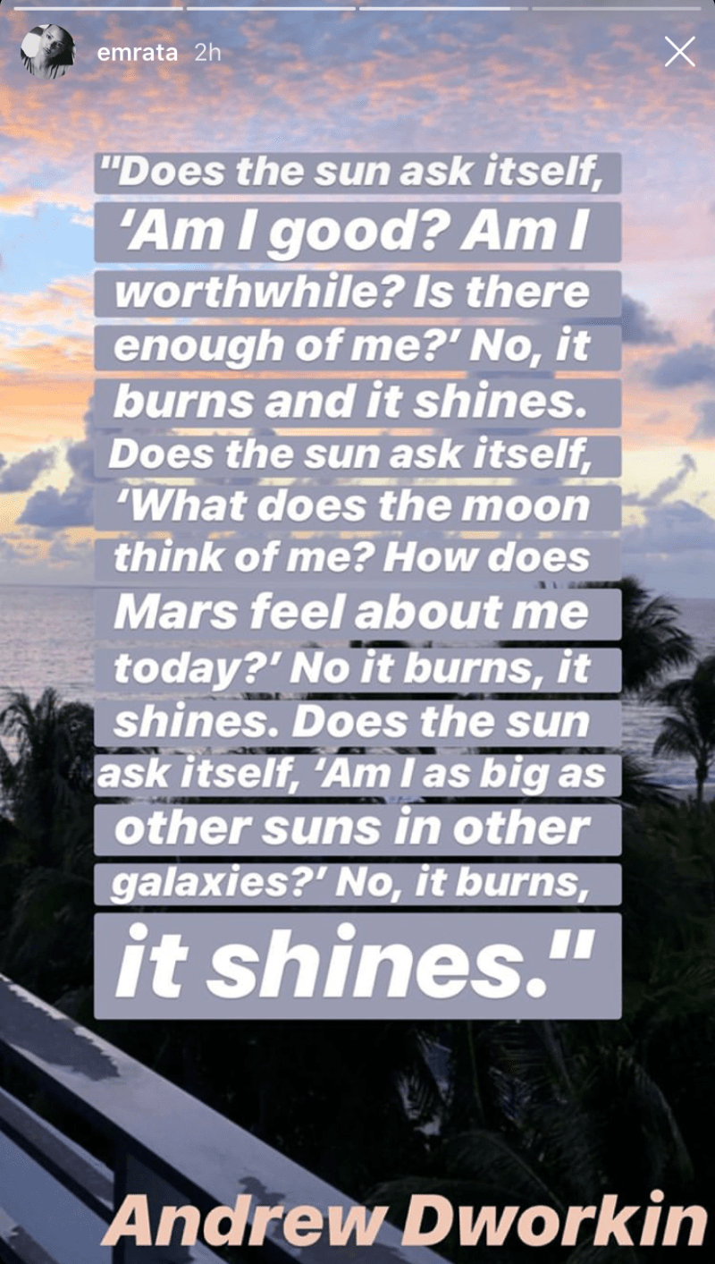 Quote from Emily Ratajkowski's Instagram