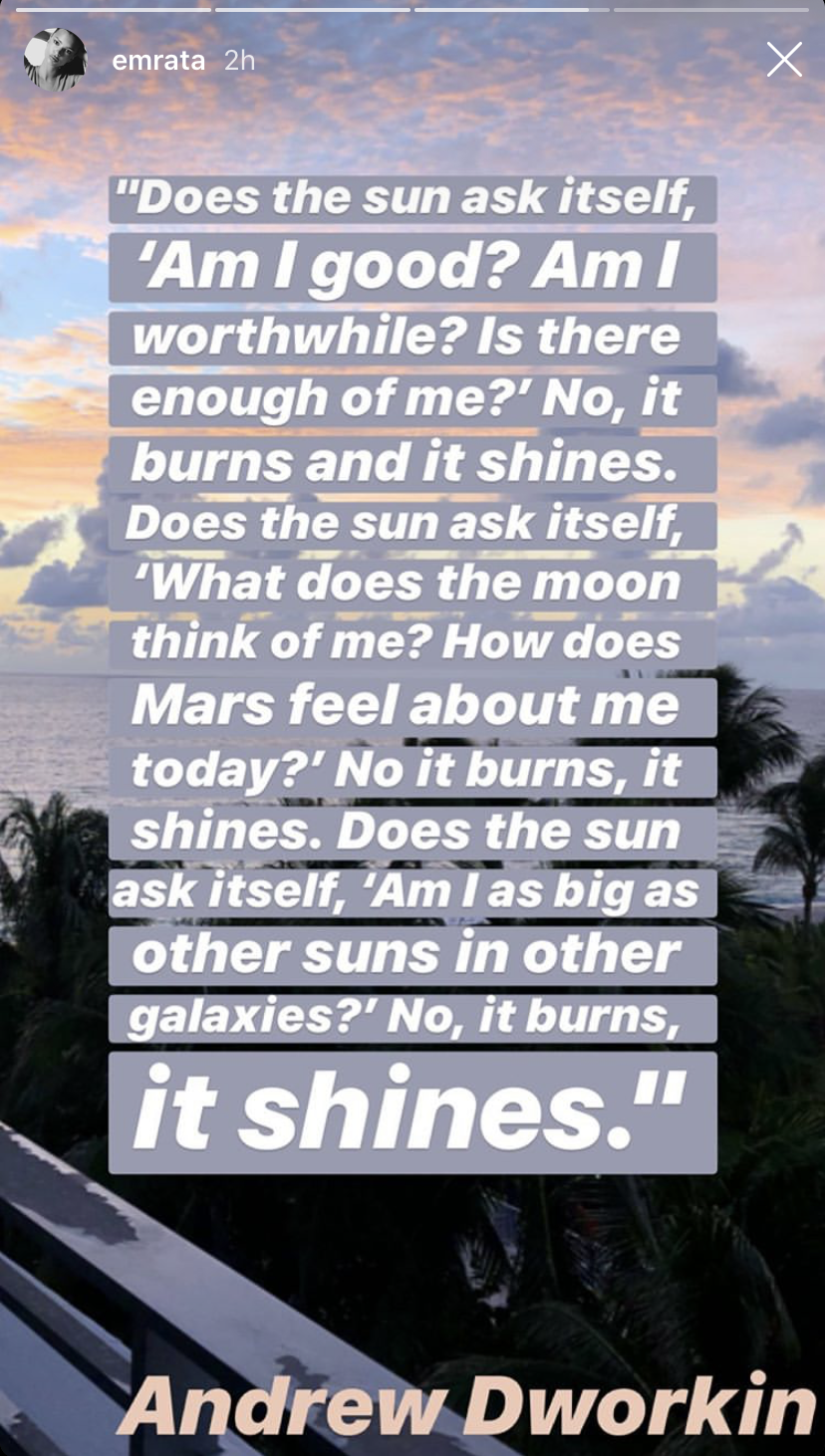 Quote from Emily Ratajkowski's Instagram