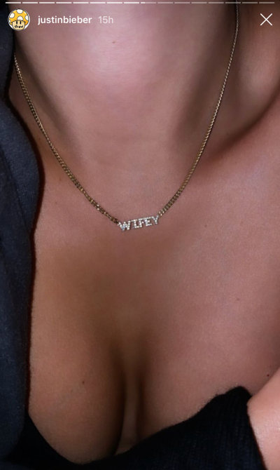 Hailey Baldwin's 'Wifey' Necklace