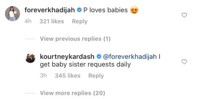 Kourtney Kardashian and Khadijah Haqq Instagram Comment