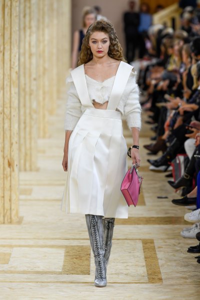 Gigi Hadid White Dress Paris Fashion Week Miu Miu