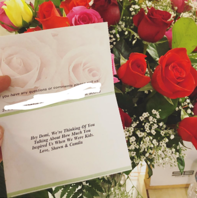 Demi Lovato Receives Flowers From Shawn Mendes and Camila Cabello 