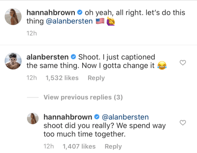 Hannah Brown and Alan Bersten Get Flirty on IG