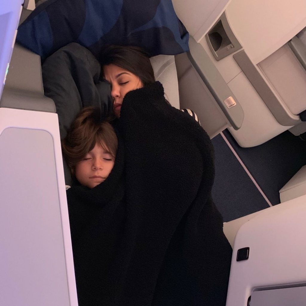 Kourtney Kardashian and Penelope Disick Sleeping on a Plane