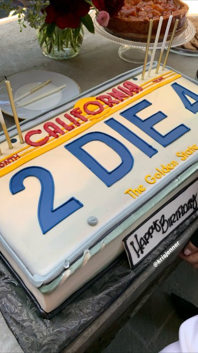 A California License Plate-Themed Cake For Kris Jenner's Birthday Party Reading '2 Die 4'