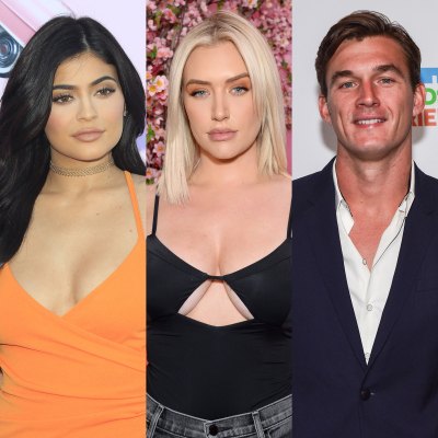 Kylie-Jenner, Anastasia Karanikolaou, Tyler Cameron Split Image