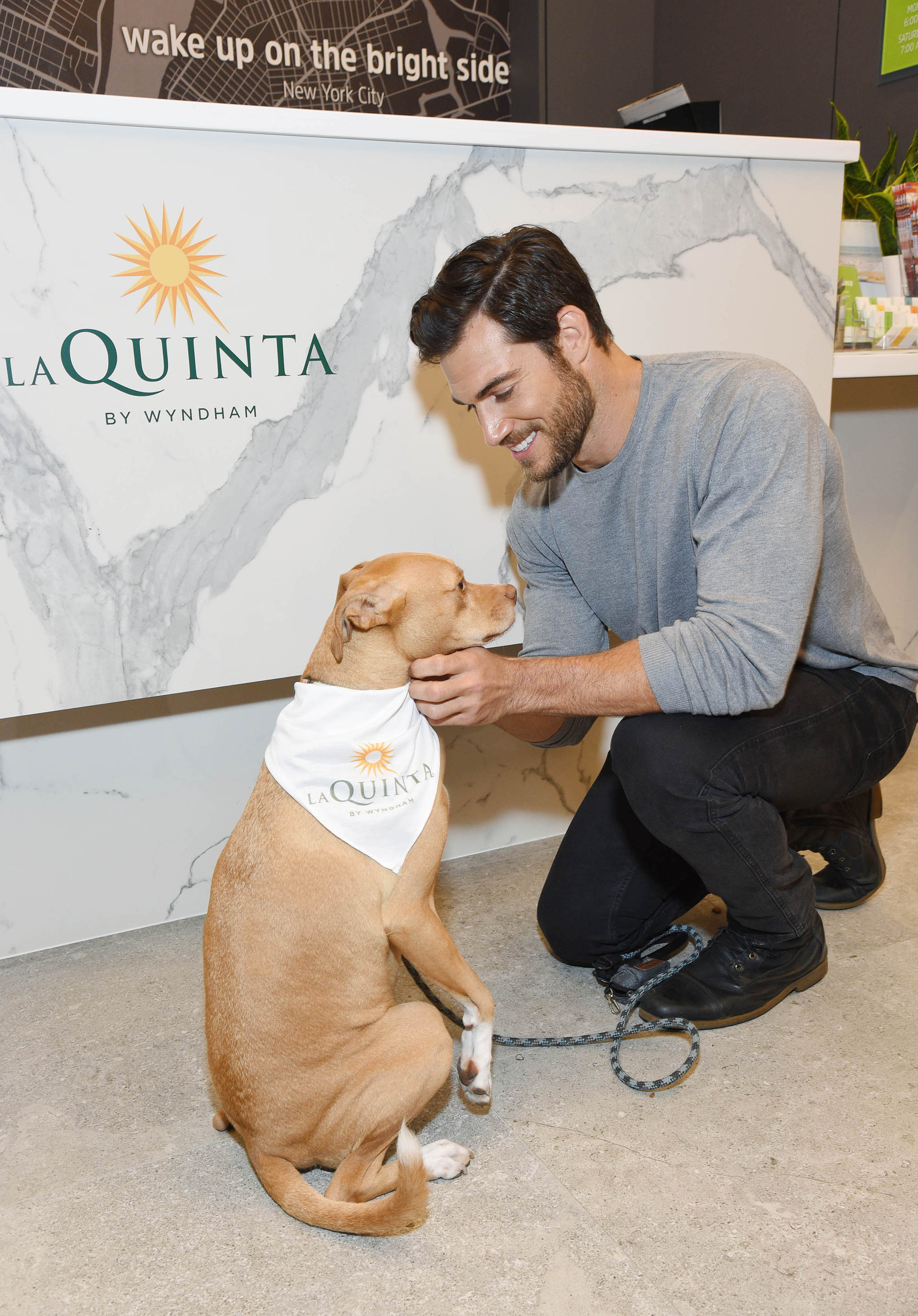 Dr. Evan Antin With His Dog at a hotel