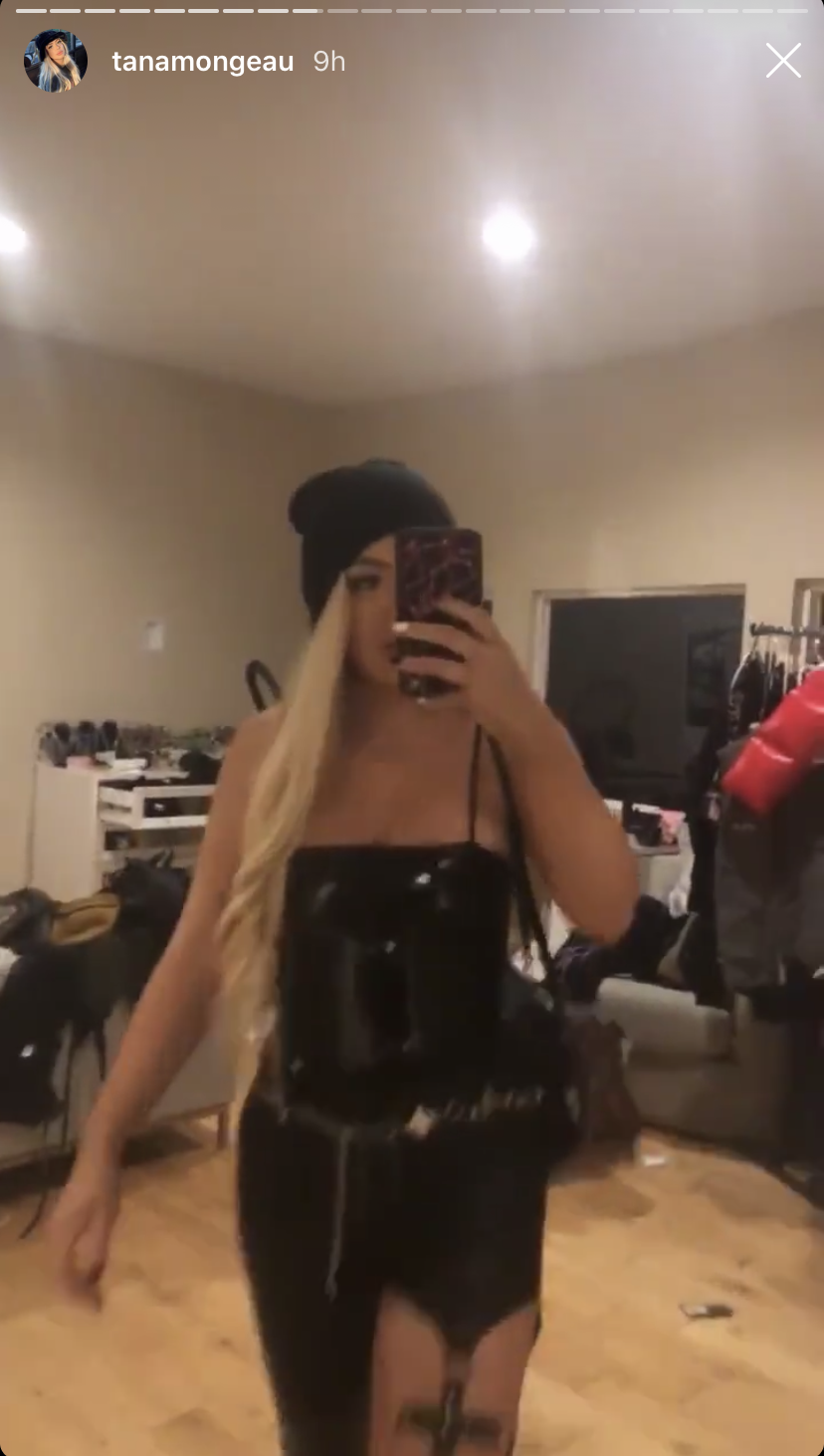 Tana Mongeau in Leather for a Friend's Birthday