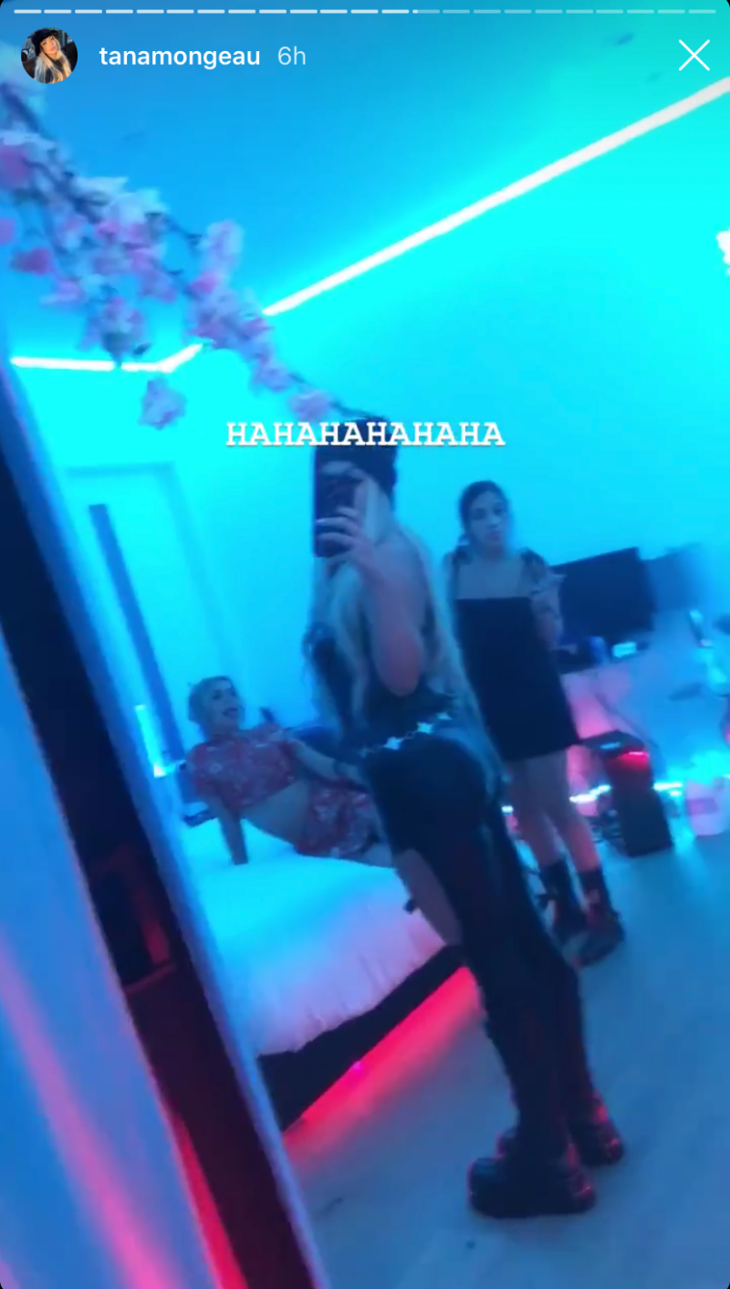 Tana Mongeau in Leather for a Friend's Birthday