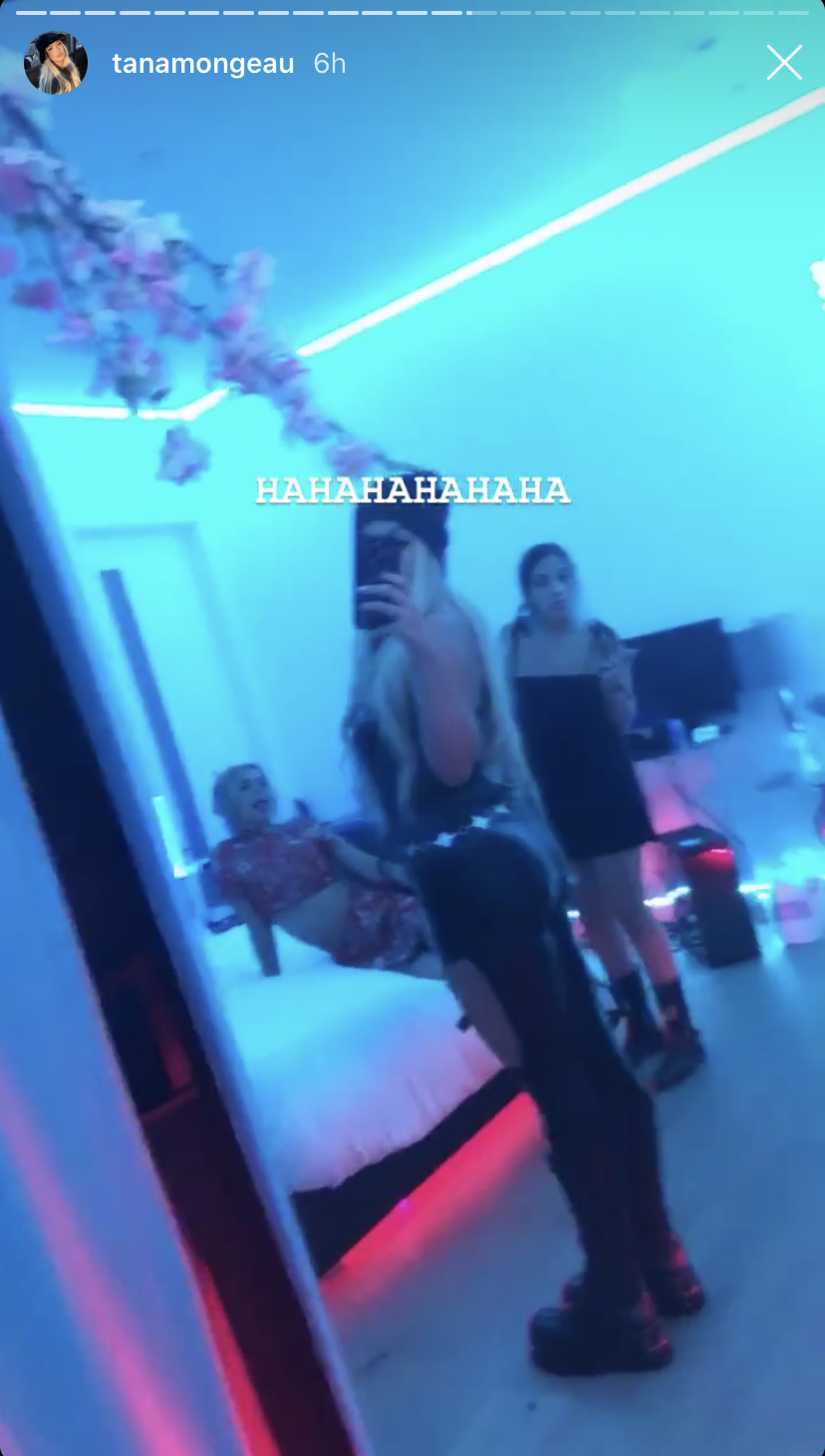Tana Mongeau in Leather for a Friend's Birthday