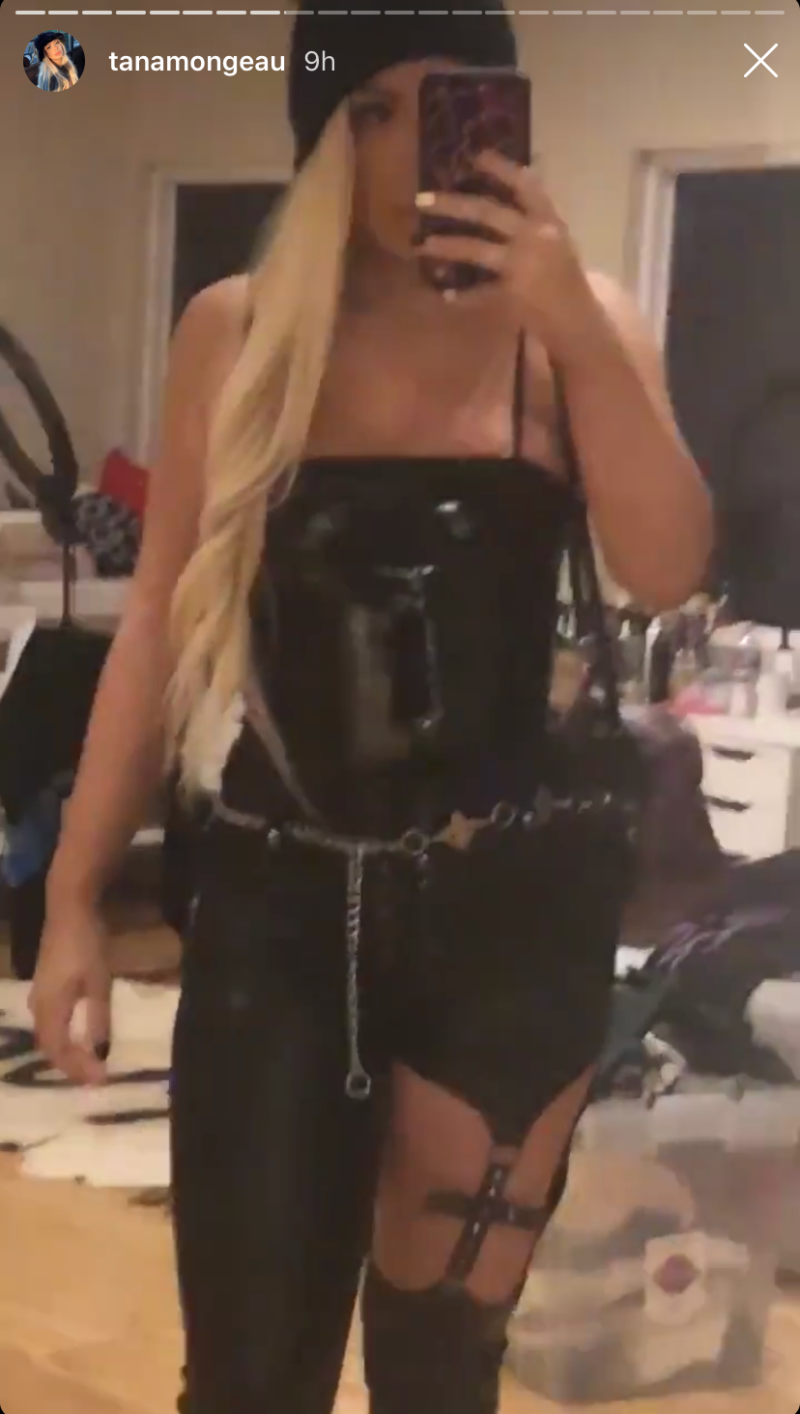Tana Mongeau in Leather for a Friend's Birthday